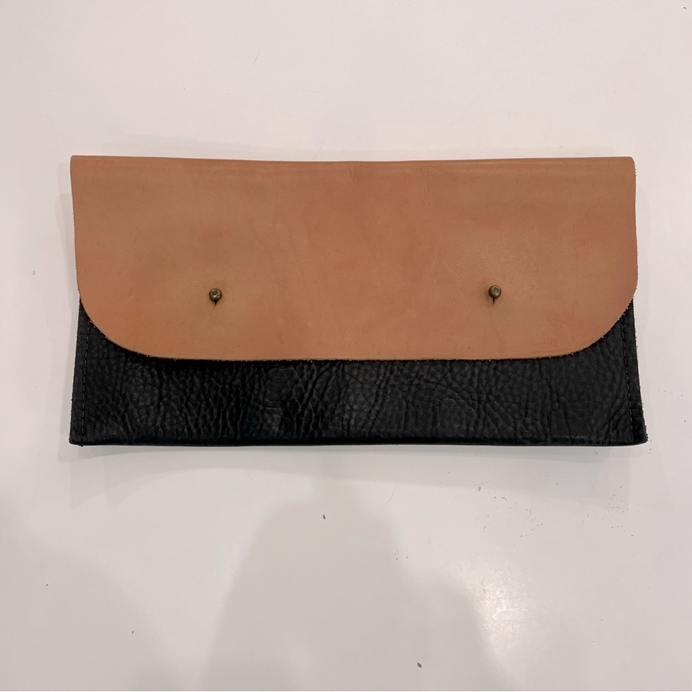 Beautiful rich supple leather two toned clutch